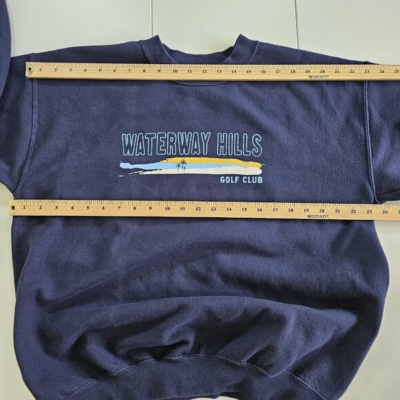 MV Sport Sweatshirt Mens L Navy Crewneck Waterway Hills Golf Course LS VTG FLAW - Picture 4 of 15